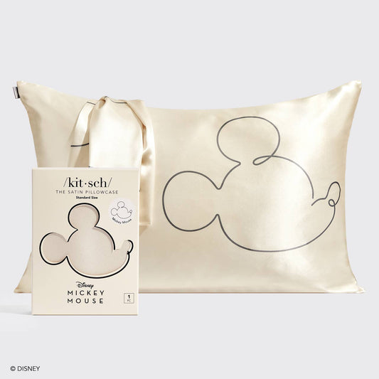 Kitsch & Mickey and Minnie Satin Pillowcase Mr. Mouse -Cream