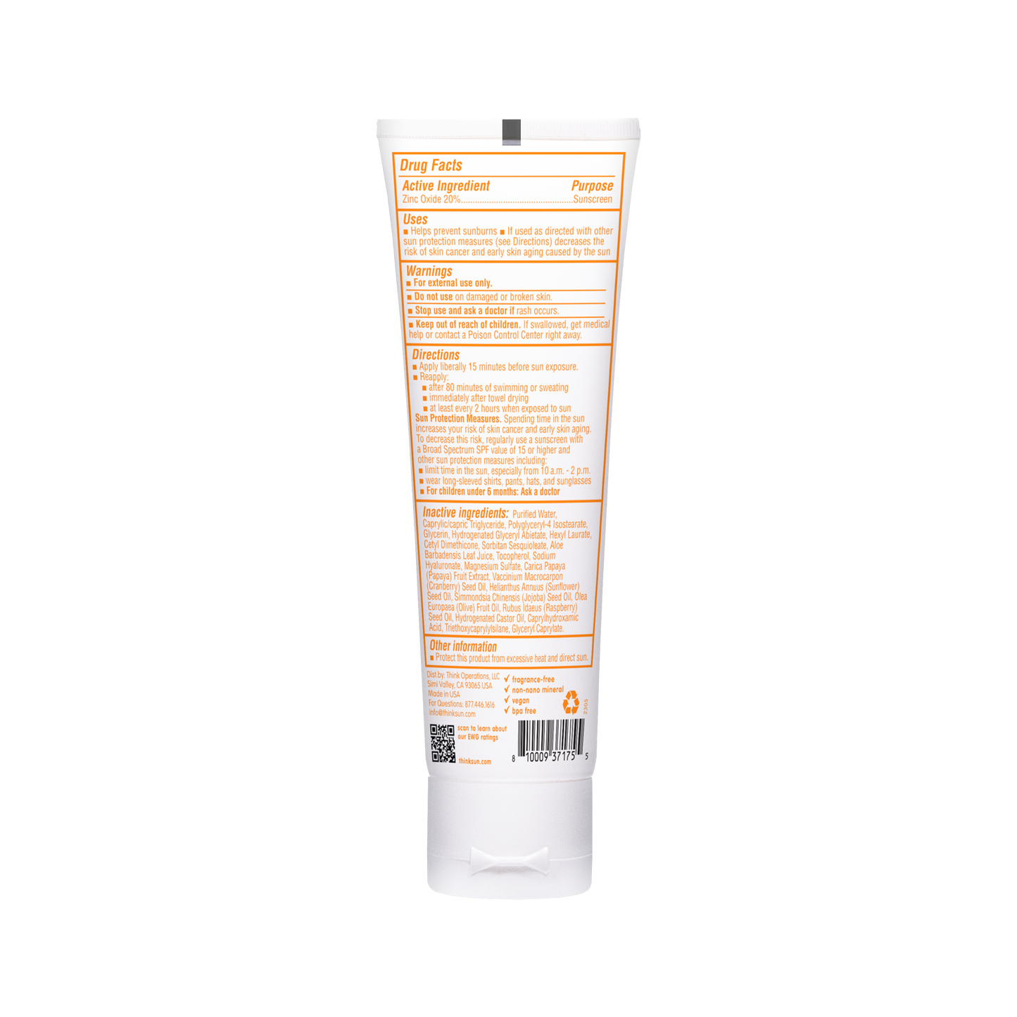 Think Baby SPF 30 Clear Zinc Sunscreen 3 oz, EWG #1
