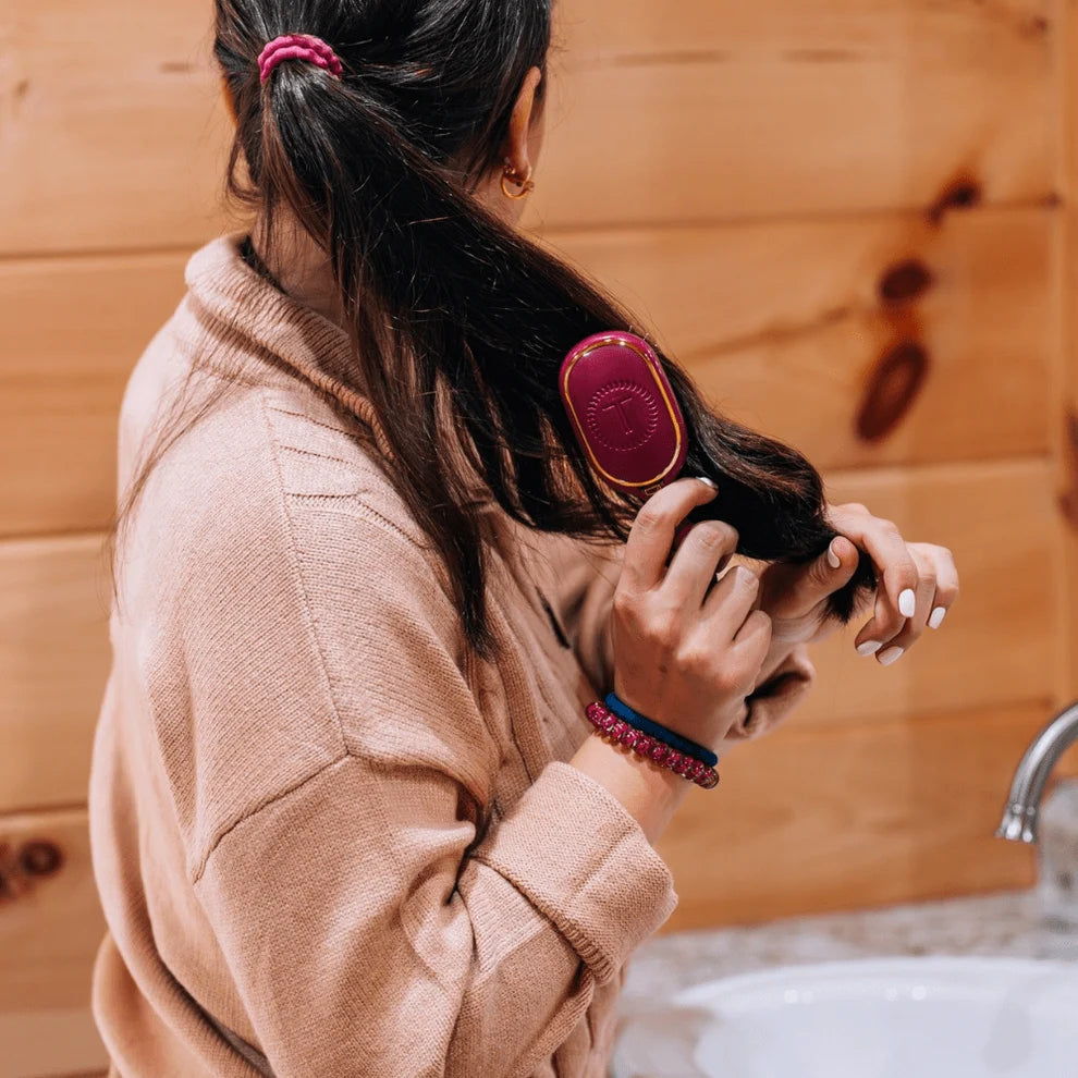 Mini Boar Bristle Hair Brush - Mulberry - Mini