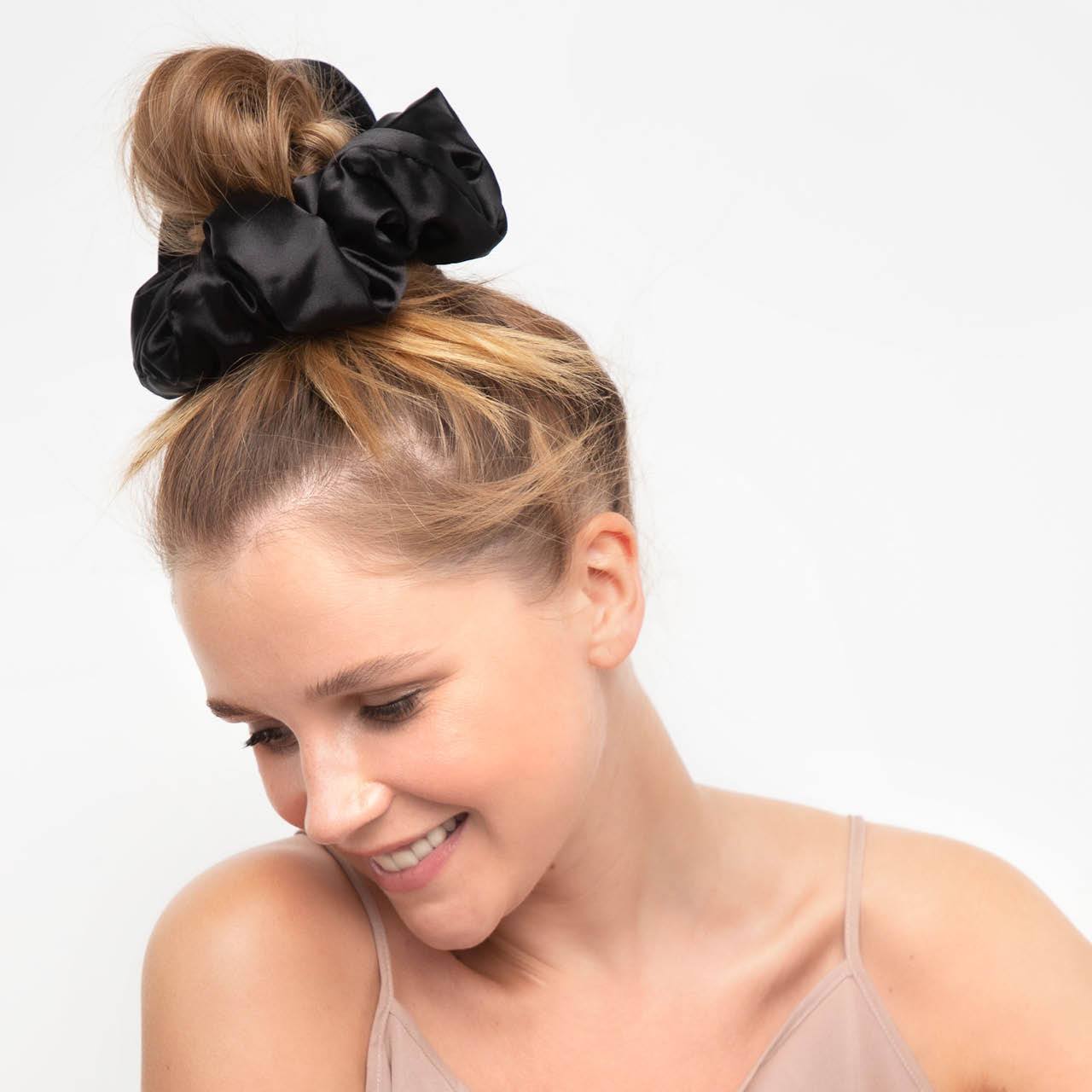 Satin Pillow Scrunchies - Black/Gold