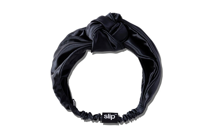 Pure Silk Headband - Knot - Black