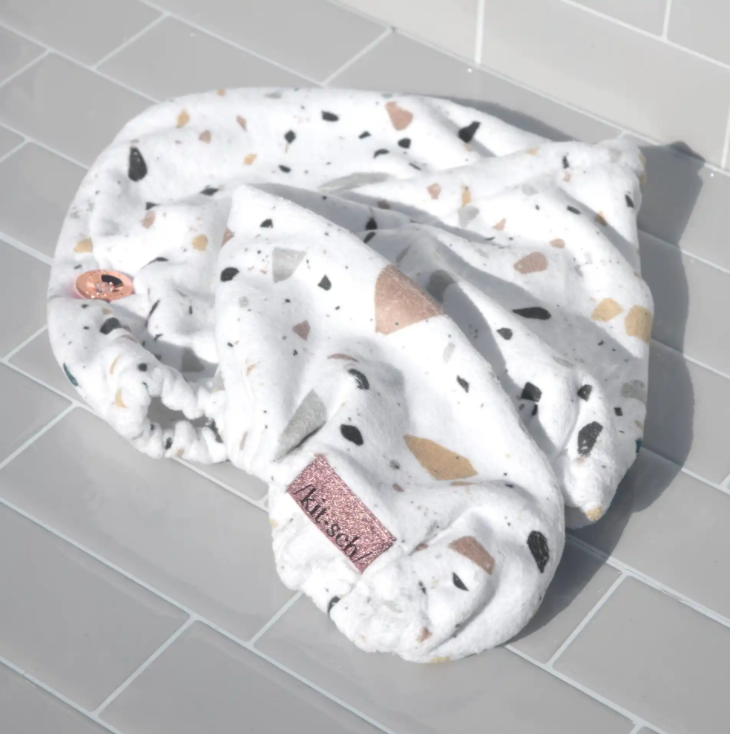 Microfiber Hair Towel - White Terrazzo