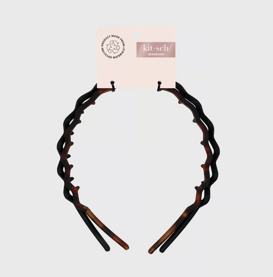 Zig Zag Headband 2pc - Black and Tort
