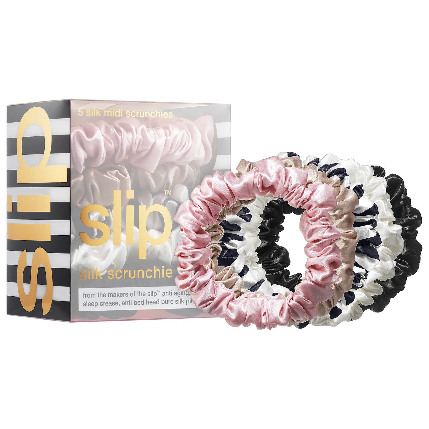 Silk Scrunchie - Midi - Multi (set of 5)