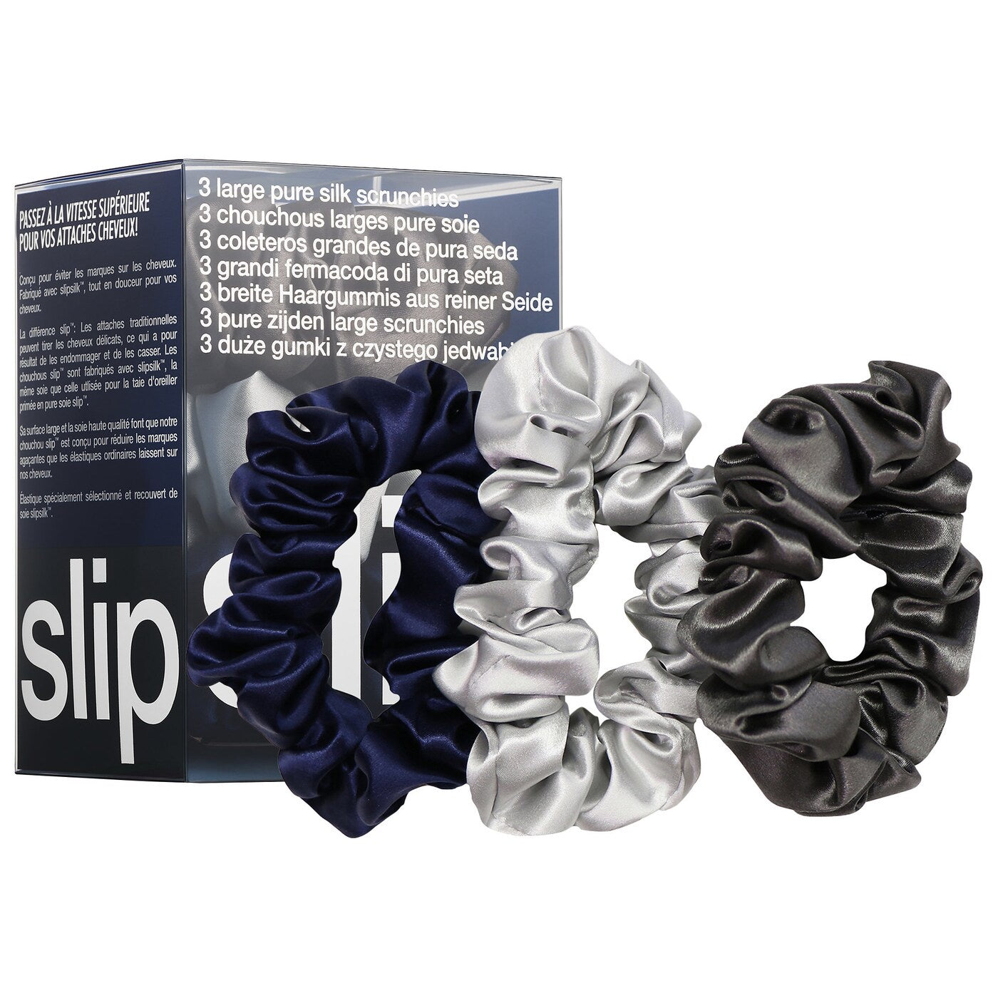 Silk Scrunchie - Large - Midnight Collection (set of 3)